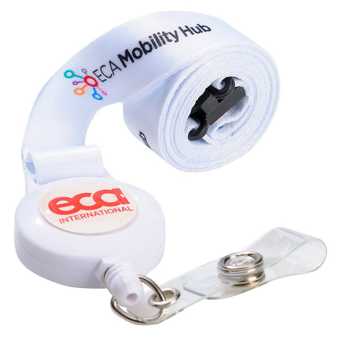 15mm Full Colour Soft Polyester Lanyards With Pull Reel (Die Sub)